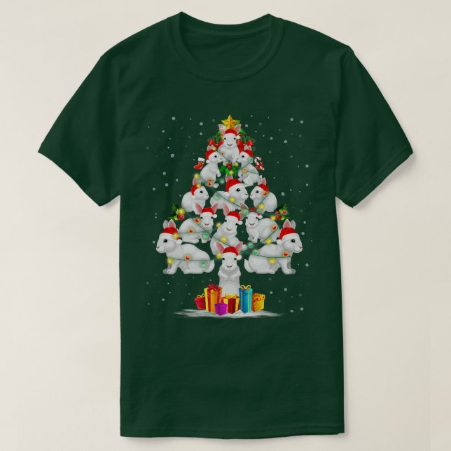T-shirt Rabbit Love Christmas Tree Light Hat Snow Santa Xm (Design devant)