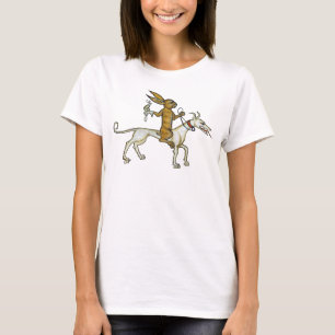 T-shirt Rabbit médiéval chevauchant le chien et tenant l'e
