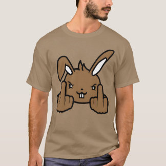 T-shirt Rabbit Middle Finger Showing Naughty Cheeky Insult