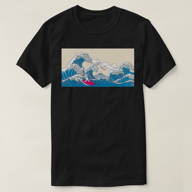 T-shirt Rabbit Surfing Great Wave Off Kanagawa Surfer Rabb (Design devant)