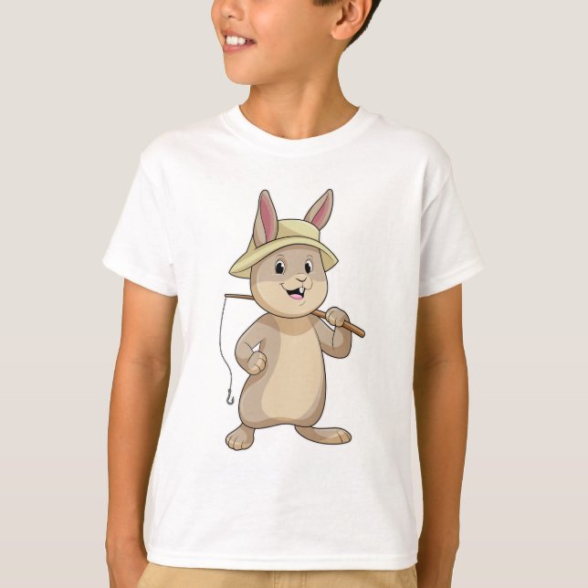T-shirt Rabin comme Fisher avec canne à pêche (Devant)