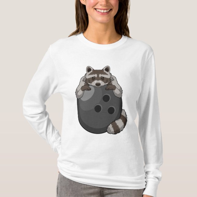 T-shirt Raccoon à Bowling avec Bowling (Devant)