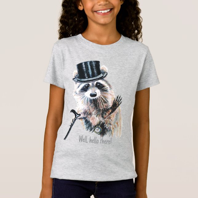 T-Shirt Raccoon aquarelle avec chapeau supérieur - Dapper  (Devant)