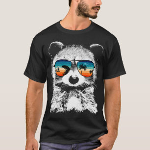 T-shirt Raccoon Avec Lunettes De Soleil Vintage Retro Styl
