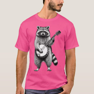 T-shirt Raccoon Banjo Bluegrass Marching Band Musicien Ins