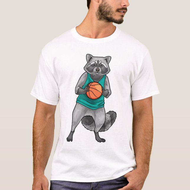 T-shirt Raccoon Basketball player Basketball Sports (Devant)