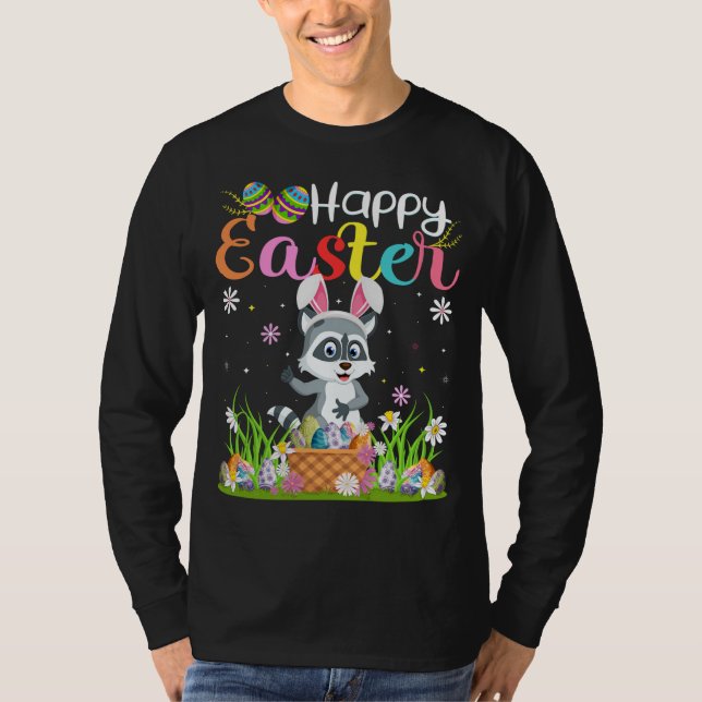 T-shirt Raccoon Bunny Oeuf Chasse Funny Raccoon Joyeux Est (Devant)