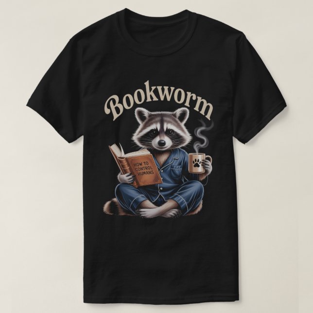 T-shirt Raccoon Coffee Amateur de Livres | Bookworm Lectur (Design devant)