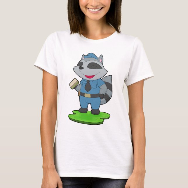 T-shirt Raccoon Cop Sandwich Police (Devant)