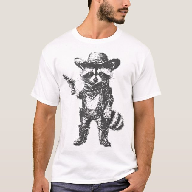 T-shirt Raccoon Cowboy Casquette (Devant)
