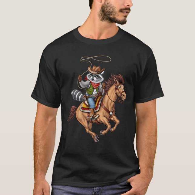 T-shirt Raccoon Cowboy Rodeo (Devant)