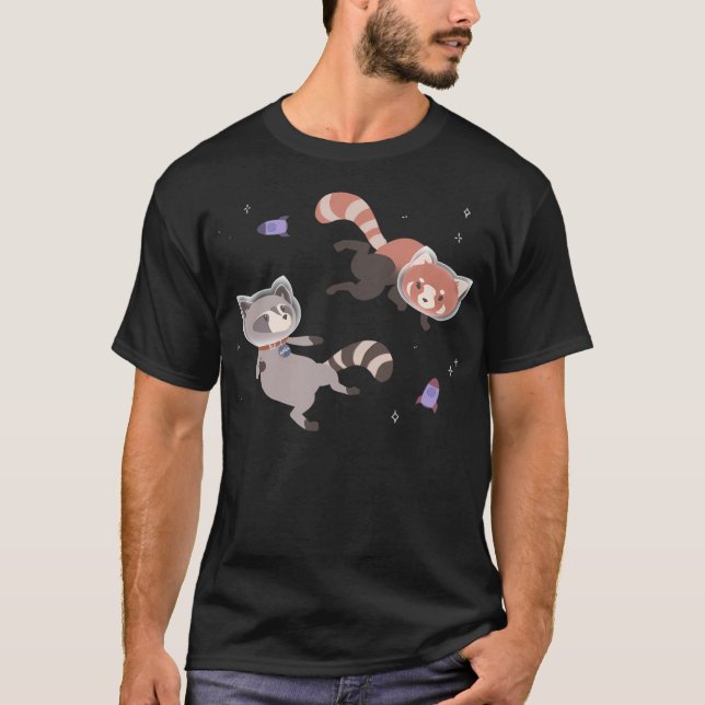 T-shirt Raccoon De L'Astronaut Et Rocket Space De Panda Ro (Devant)