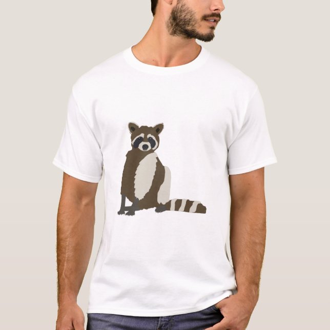 T-shirt Raccoon de mange dans la forêt de pins (Devant)