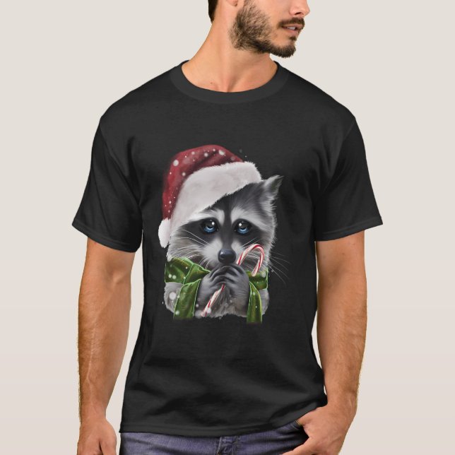 T-shirt Raccoon de Noël avec Sucre de canne graphique (Devant)