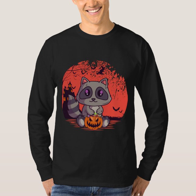 T-shirt Raccoon déplaisant Jack O'Lantern Hallowe Éffrayan (Devant)