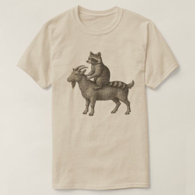 T-shirt Raccoon équitation chèvre drôle chemise - Chaos mè (Design devant)