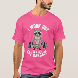 T-shirt Raccoon Gym Entraînement De Poids Je M'Efforce Pou