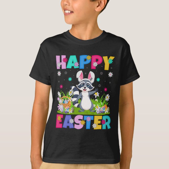 T-shirt Raccoon Happy Easter Egg Hunt Bunny Ear Raccoon Ea (Devant)