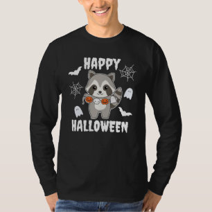 T-shirt Raccoon Happy Halloween Citrouille Chat costume