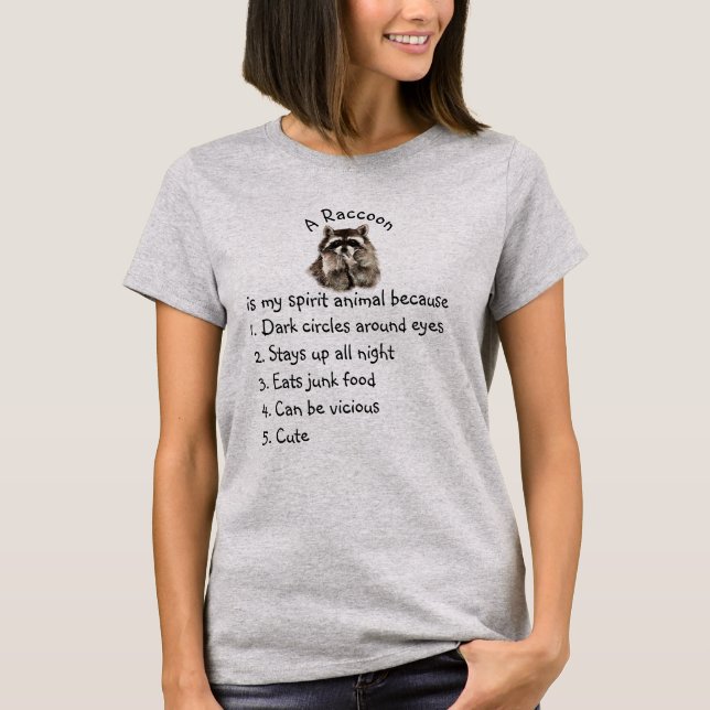T-shirt Raccoon if My Spirit Animal Fun List (Devant)
