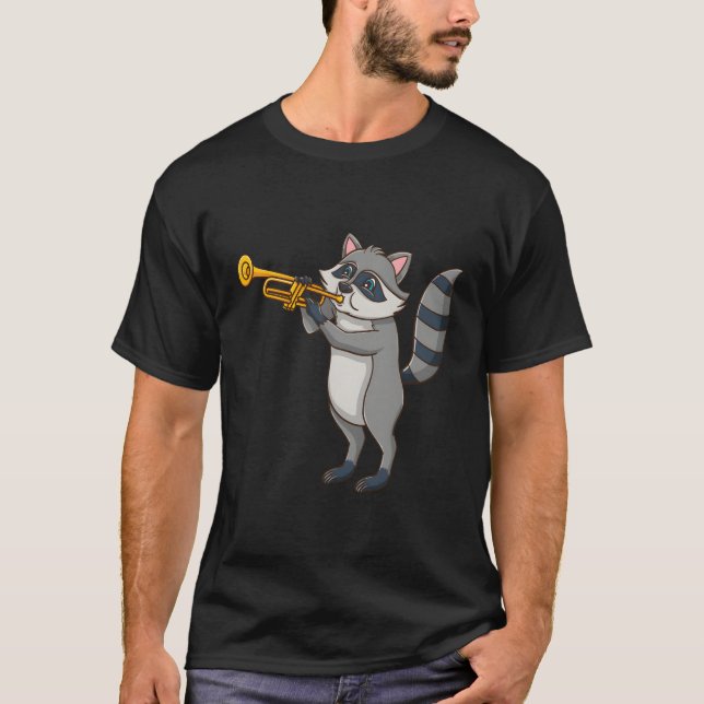 T-shirt Raccoon Jouer à la trompette (Devant)