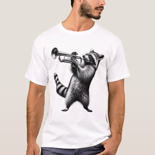 T-shirt Raccoon Jouer Trumpet Trumpetist Trumpet Joueur (Devant)