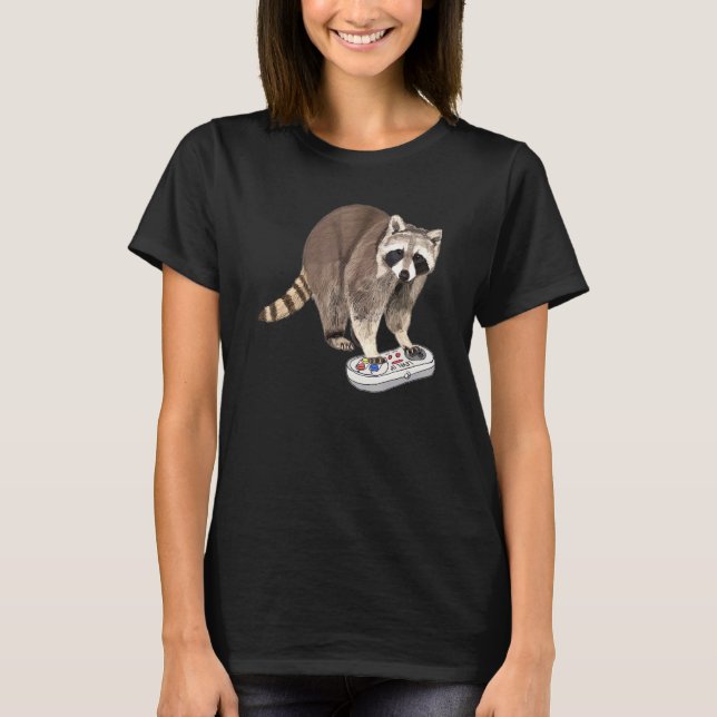 T-shirt Raccoon Jouer Vidéo Jeu Procyonidae Animal Rac (Devant)