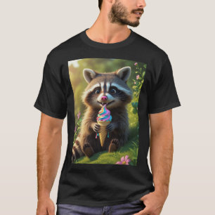 T-shirt raccoon mange de la crème glacée