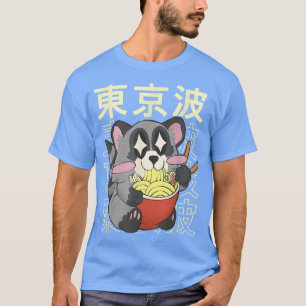 T-shirt Raccoon mangeant des nouilles Ramen japonais Kawai