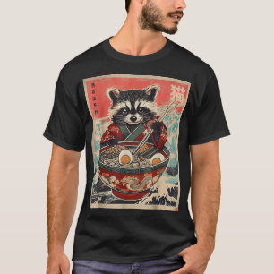 T-shirt Raccoon mangeant Ramen japonais nouilles Racoon An