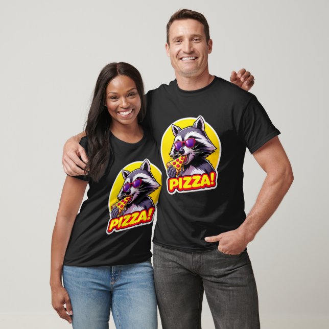 T-SHIRT RACCOON MANGER PIZZA 4 (Unisexe)