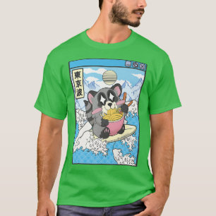 T-shirt Raccoon Manger Ramen japonais Vagues Anime Digital