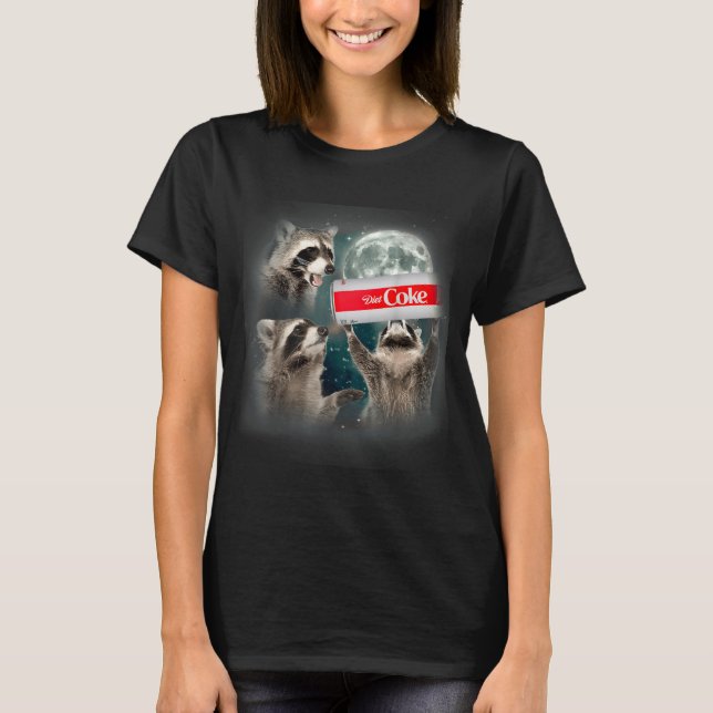 T-shirt Raccoon Meme 3 Racoons Howling At Moon Funny Weird (Devant)