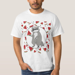 T-shirt Raccoon mignon avec morceaux de pastèque