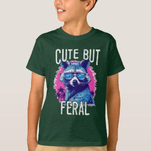 T-shirt Raccoon mignon mais feral Funny