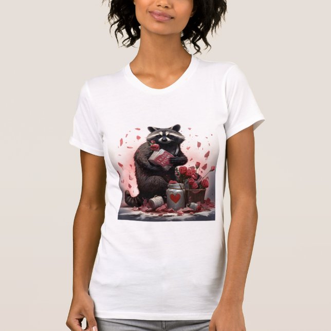 T-shirt Raccoon ordures poésie Valentines jour (Devant)