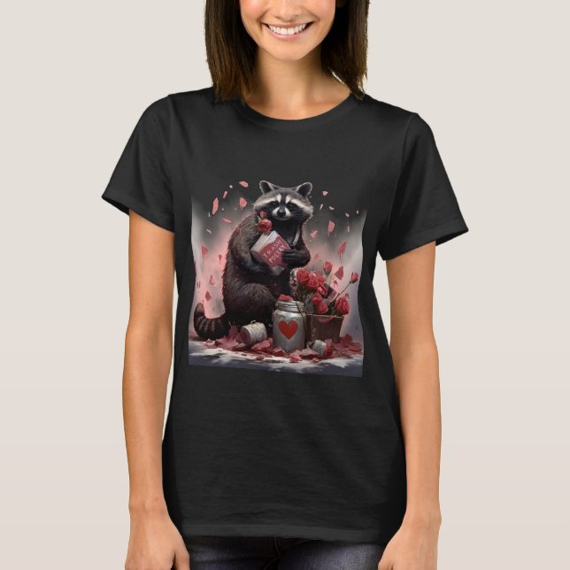 T-shirt Raccoon ordures poésie Valentines jour (Devant)