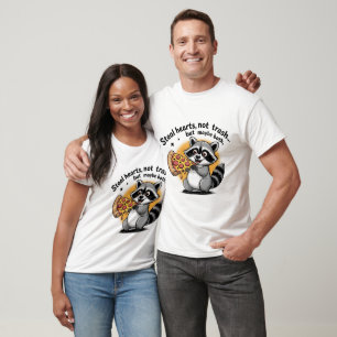 T-shirt Raccoon Pizza vole Coeurs et ordures