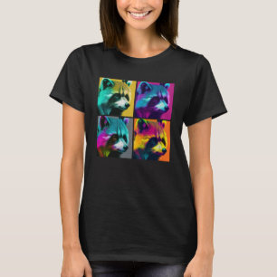 T-shirt Raccoon Pop Illustration Animal Colorful Femmes 1