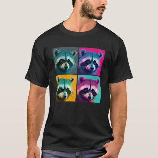 T-shirt Raccoon Pop Illustration Animale Colorée Femmes