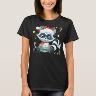 T-shirt Raccoon portant le chapeau du Père Noël Pyjama mig