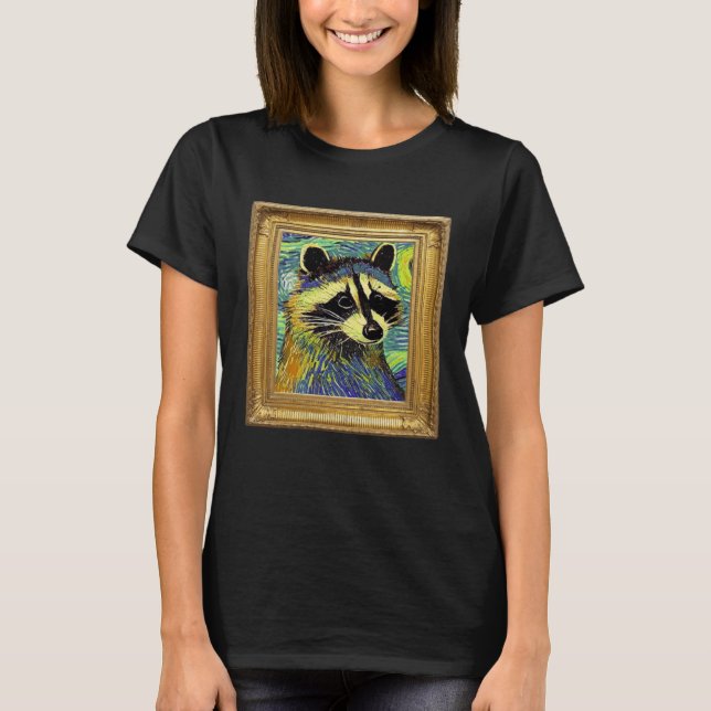 T-shirt Raccoon Post Impressionism Artwork Artist Painting (Devant)