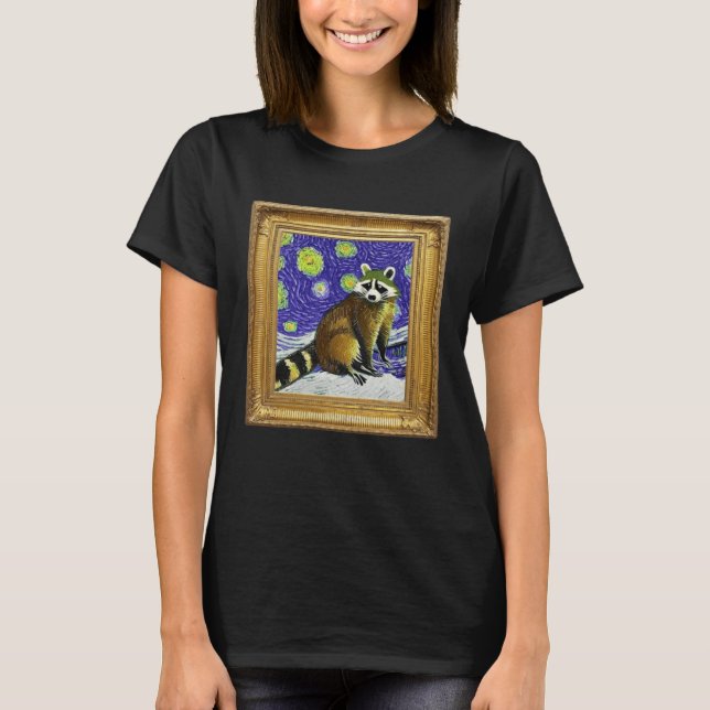 T-shirt Raccoon Post Impressionism Artwork Artist Painting (Devant)