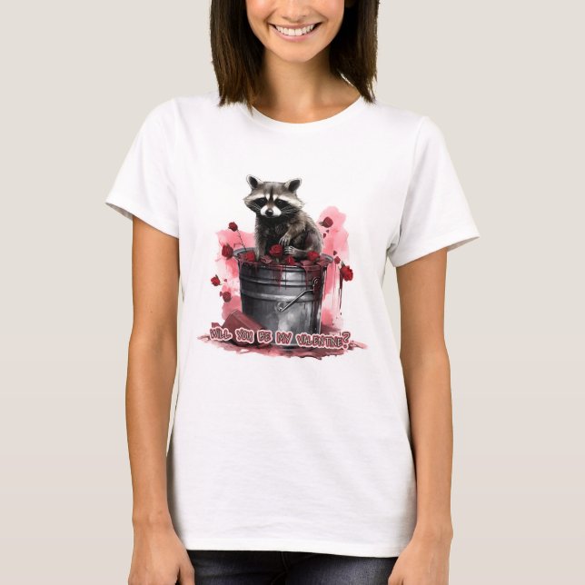 T-shirt Raccoon Seras-tu ma Saint-Valentin ? (Devant)