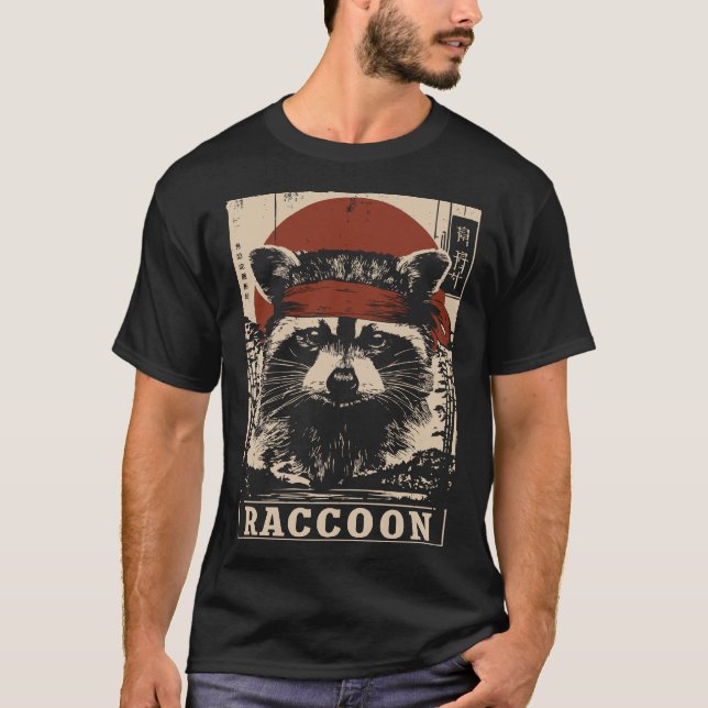 T-shirt Raccoon tactique en coiffure Vintage (Devant)