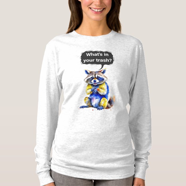 T-shirt Raccoon Tee souriant - "Qu'y a-t-il dans votre pou (Devant)