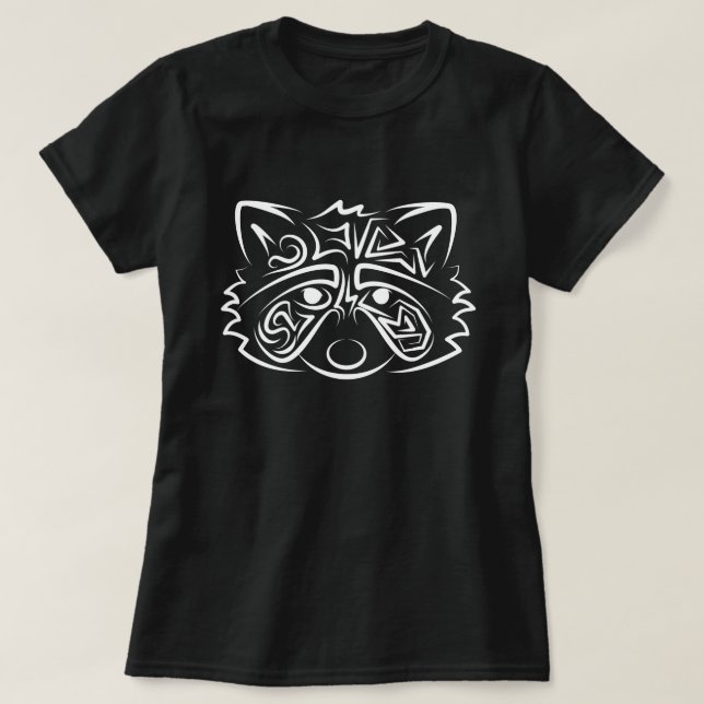 T-shirt Raccoon tribal noir et blanc (Design devant)