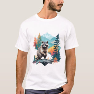 T-shirt Raccoon Vector Art Animal Dans La Nature Majestueu