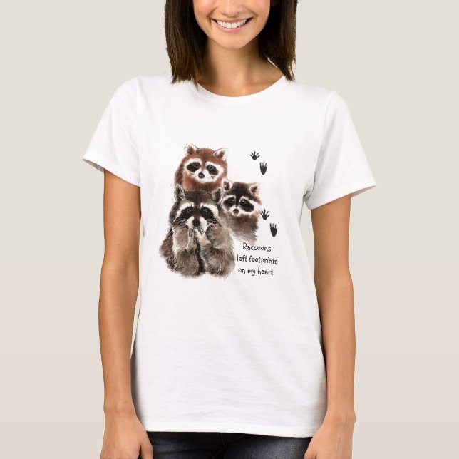 T-shirt Raccoons a laissé des empreintes sur mon coeur, Hu (Devant)