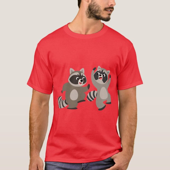T-shirt Raccoons de caricatures de danse mignonne (Devant)